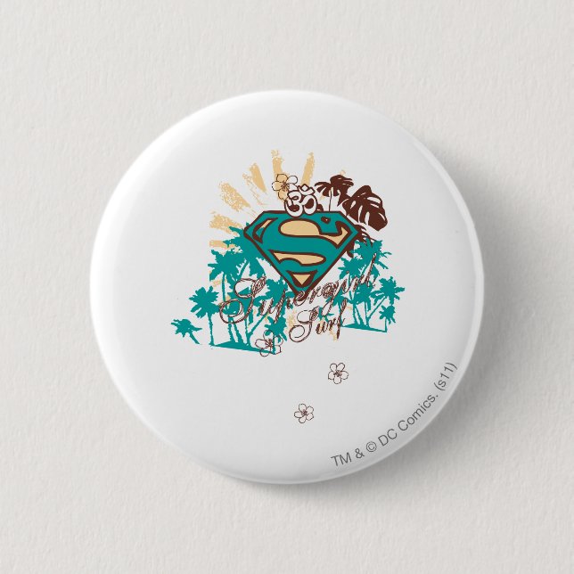 Supergirl Surf Pinback Button (Front)