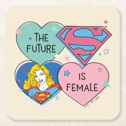 Supergirl The Future Is Female Square Paper Coaster