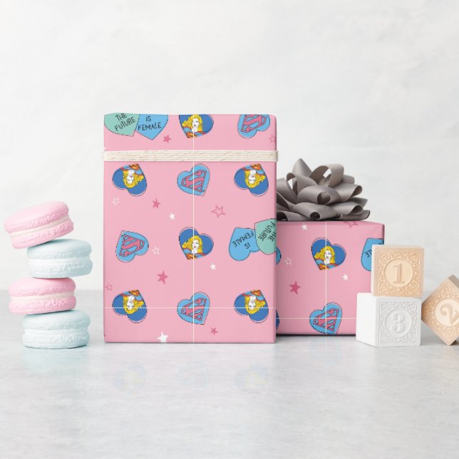 Supergirl "The Future Is Female" Wrapping Paper (Baby Shower)