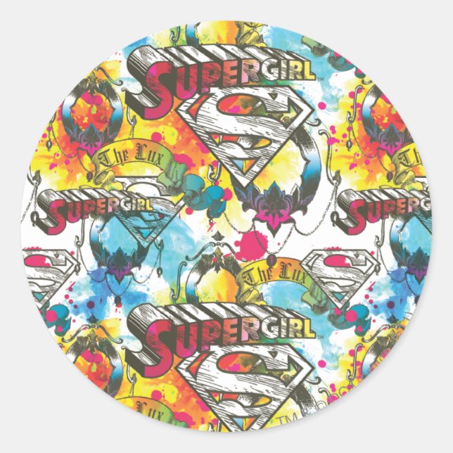 Supergirl The Lux Pattern Classic Round Sticker (Front)
