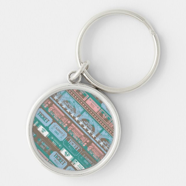 Supergirl Ticket Pattern Blue Keychain (Front)