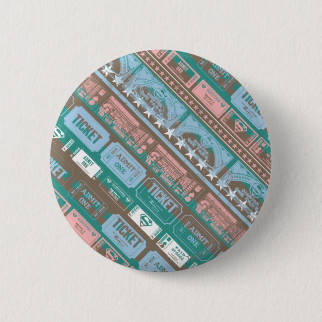 Supergirl Ticket Pattern Blue Pinback Button (Front)