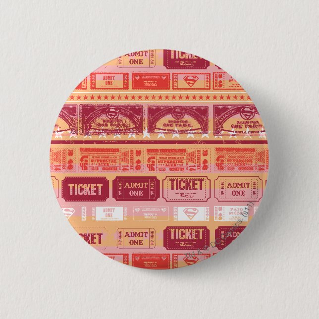 Supergirl Ticket Pattern Orange Button (Front)