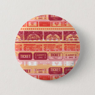 Supergirl Ticket Pattern Orange Button