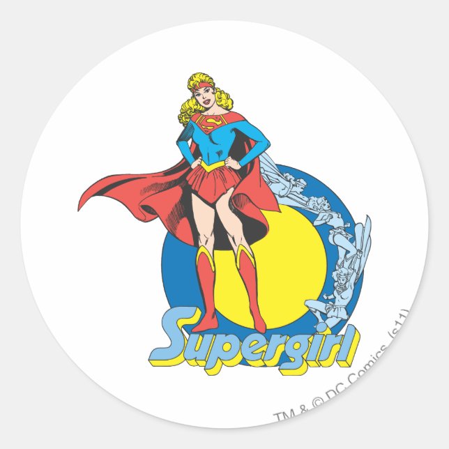 Supergirl with Logo Classic Round Sticker (Front)