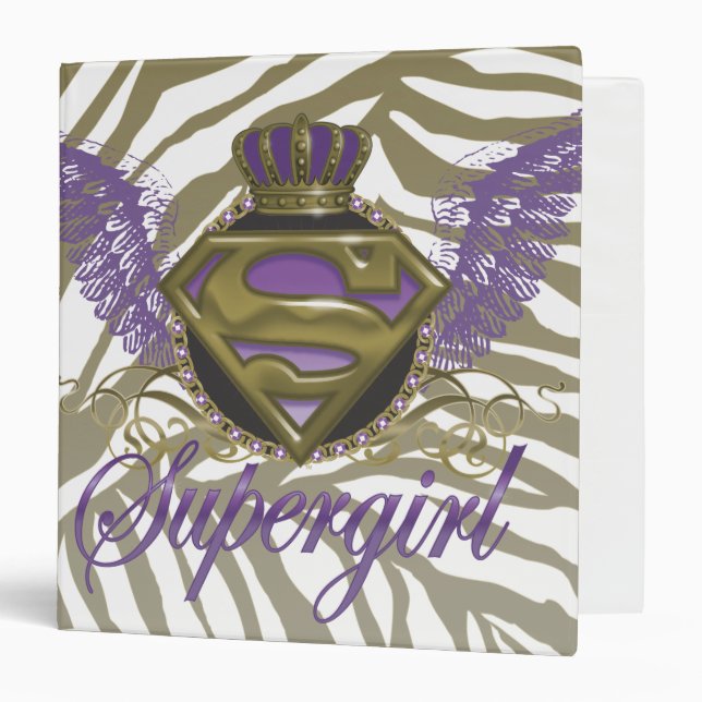 Supergirl Zebra Print 3 Ring Binder (Front/Inside)