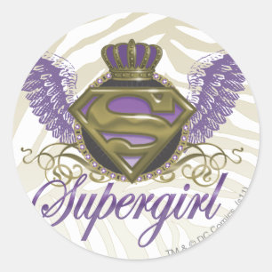Supergirl Zebra Print Classic Round Sticker