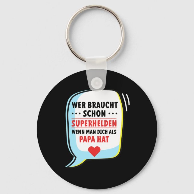 Superheld Vater Papa Vaterschaft Vatertag Geschenk Keychain (Front)
