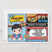 Superhero 1st Birthday Party Comics Superheroes Invitation (Front)