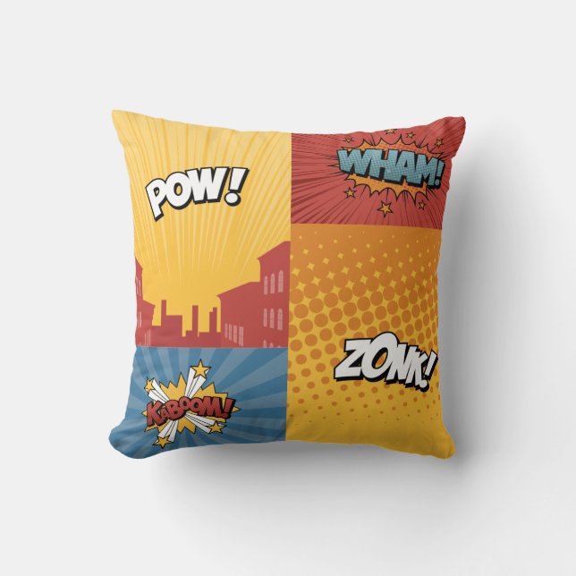 Superhero 4 Square Throw Pillow (Front)