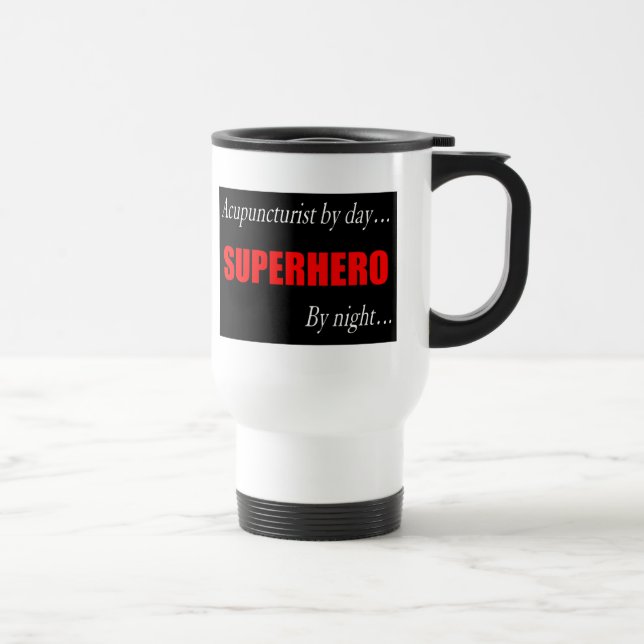 Superhero Acupuncturist Travel Mug (Right)