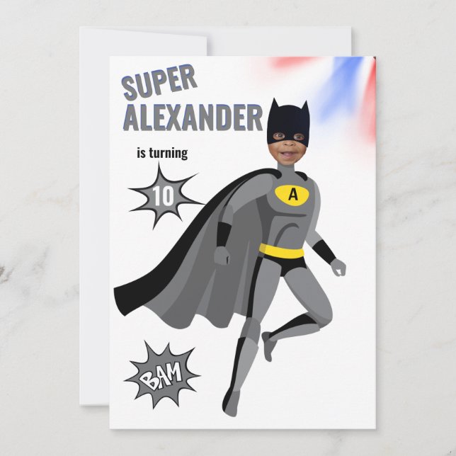 Superhero Amazing Unique Boy Fabulous Birthday Invitation (Front)