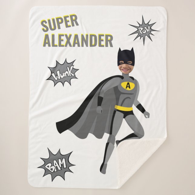 Superhero Amazing Unique Boy Fabulous Birthday Sherpa Blanket (Front)