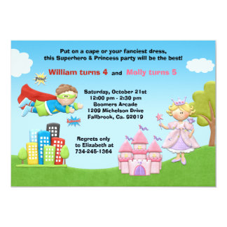 princess and superhero party invites