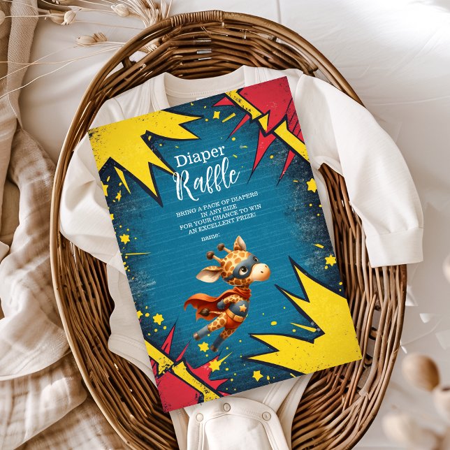 Superhero Animals Boy Baby Shower Diapper Raffle Enclosure Card (Creator Uploaded)