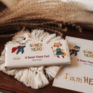 Superhero Animals Cute Kid's Birthday Hershey Bar Favors