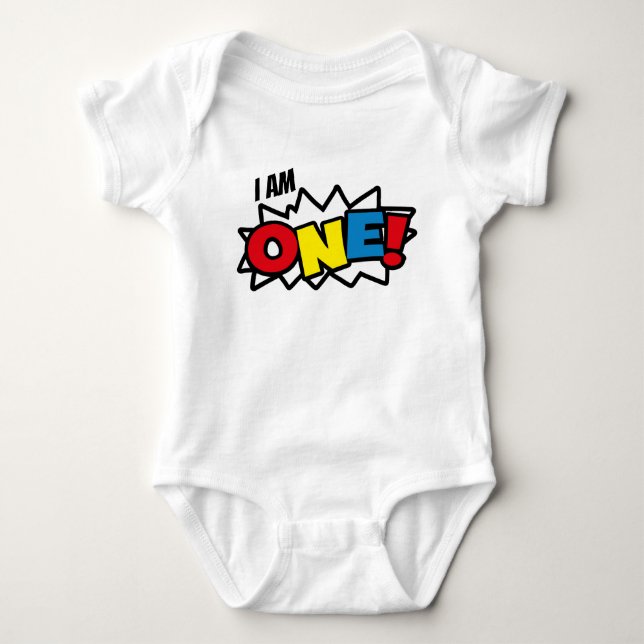 Superhero Baby Bodysuit, 1st Birthday Outfit Baby Bodysuit (Front)