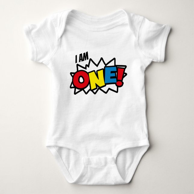 Superhero Baby Bodysuit, 1st Birthday Outfit Bodysuit (Front)