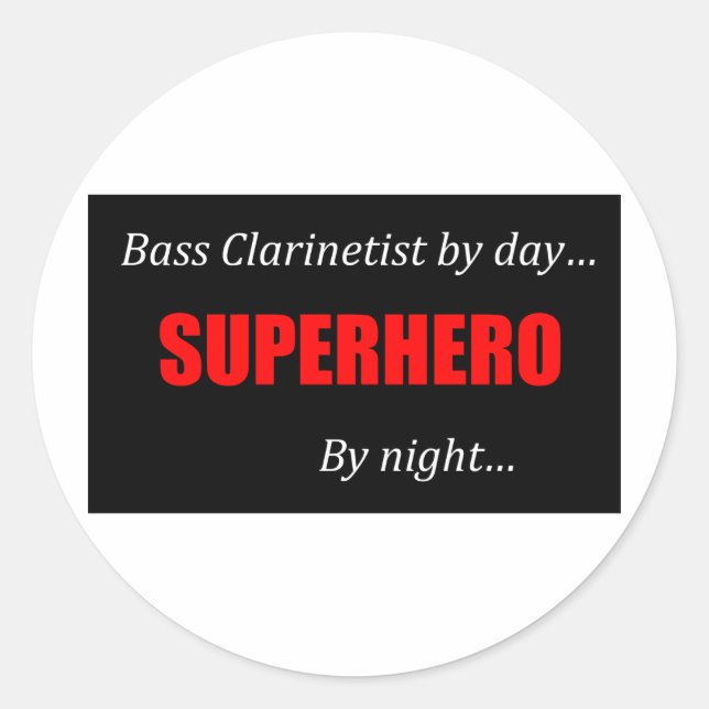 Superhero Bass Clarinet Classic Round Sticker (Front)