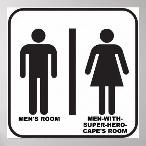 Superhero Bathroom Funny Poster