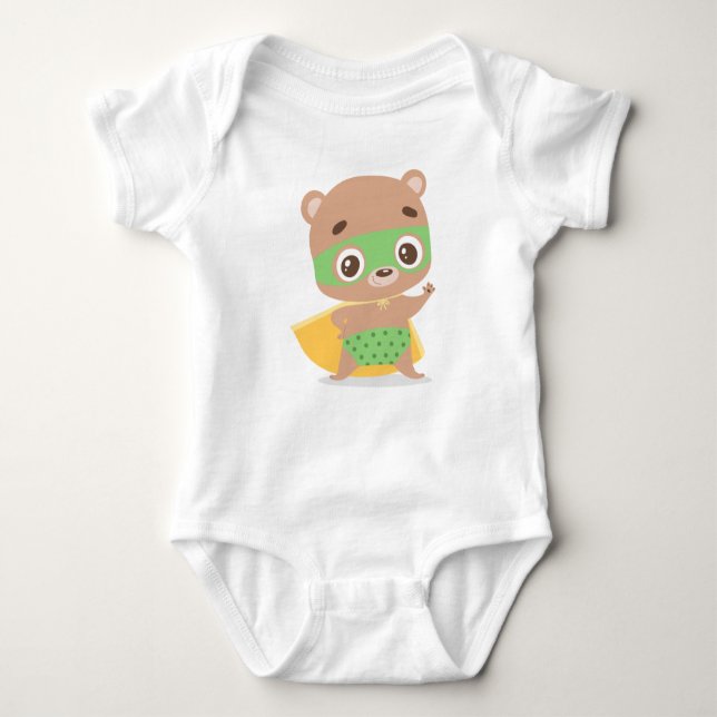 Superhero Bear Baby Sleeper Bodysuit (Front)