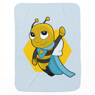 Superhero bee cartoon baby blanket