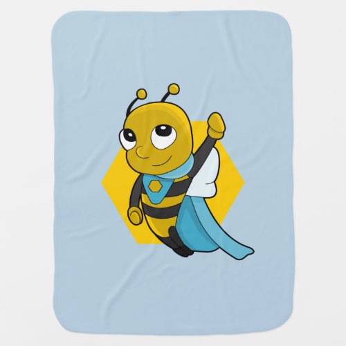 Superhero bee cartoon baby blanket