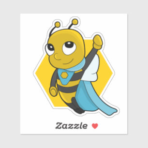 Superhero bee cartoon Custom-Cut Vinyl Sticker