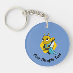 Superhero bee cartoon keychain
