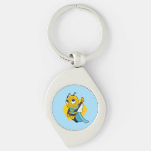 Superhero bee cartoon keychain