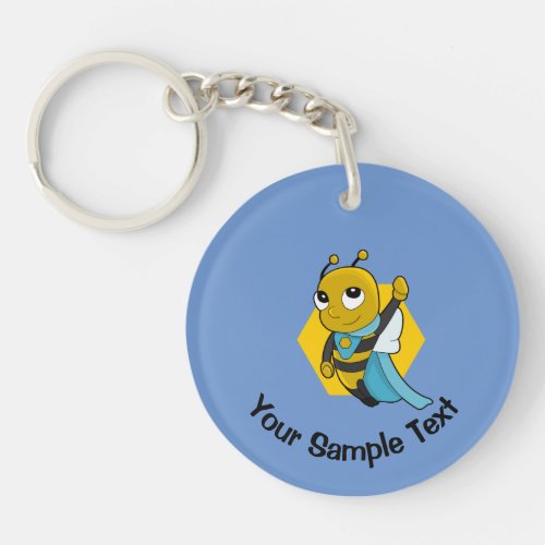 Superhero bee cartoon keychain