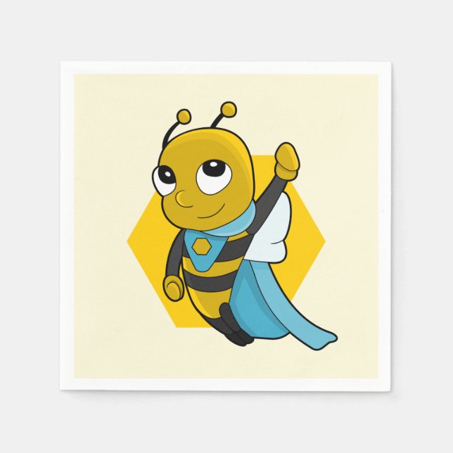 Superhero bee cartoon napkins (Front)