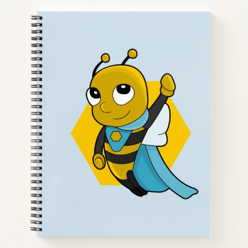 Superhero bee cartoon notebook