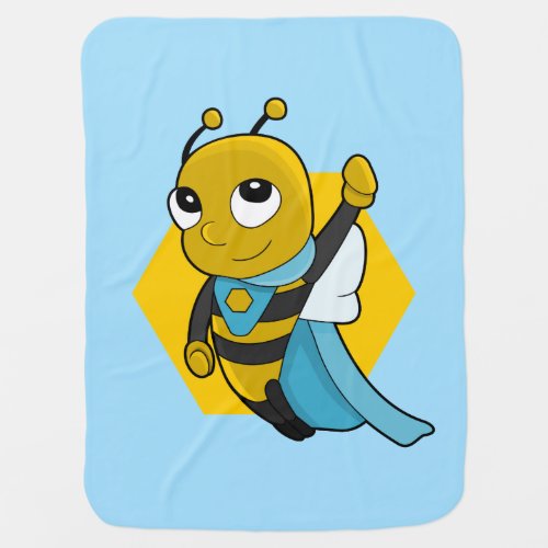 Superhero bee cartoon receiving blanket