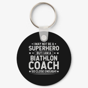 Superhero Biathlon Coach Funny Biathlon Coach Humo Keychain