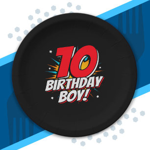 Superhero Birthday - 10 Year Old - 10th Birthday Paper Plates