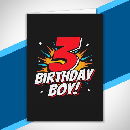Superhero Birthday Boy _ 3 Year Old _ 3rd Birthday Card