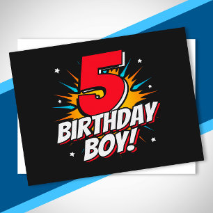 Superhero Birthday Boy - 5 Year Old - 5th Birthday Postcard