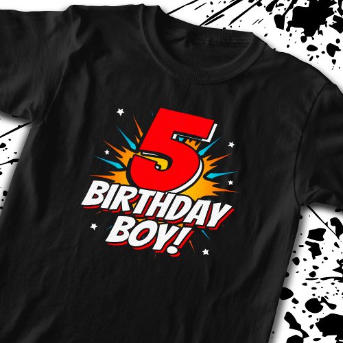 Superhero Birthday Boy _ 5 Year Old _ 5th Birthday T_Shirt