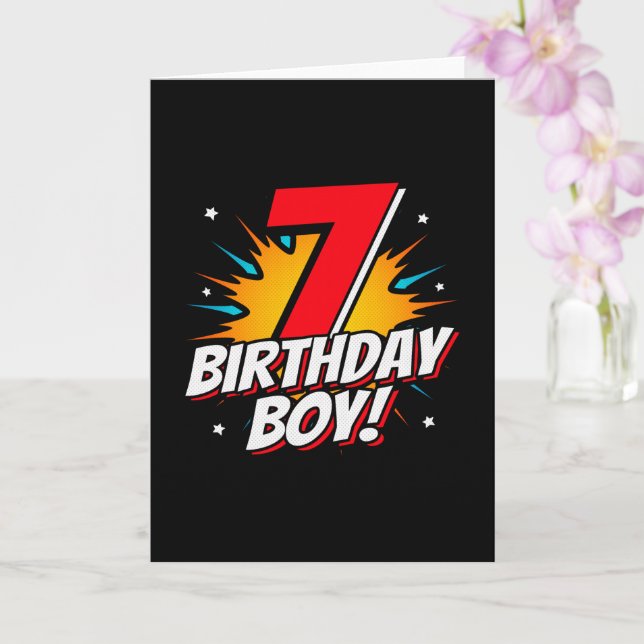 Superhero Birthday Boy - 7 Year Old - 7th Birthday Card | Zazzle
