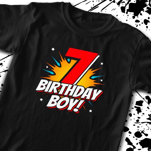 Superhero Birthday Boy _ 7 Year Old _ 7th Birthday T_Shirt