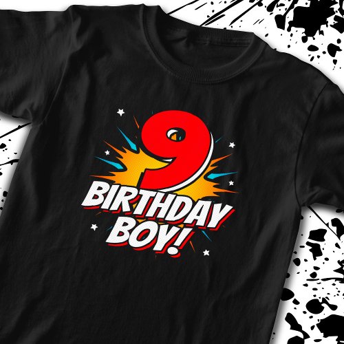 Superhero Birthday Boy _ 9 Year Old _ 9th Birthday T_Shirt
