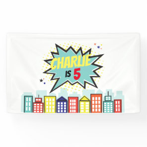 Superhero Birthday Boy Banner Backdrop