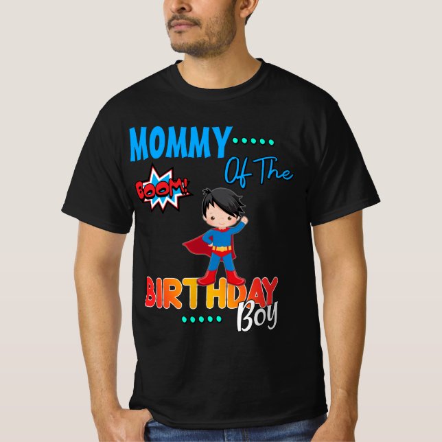 Superhero Birthday Boy Colorful Custom Matching T-Shirt (Front)