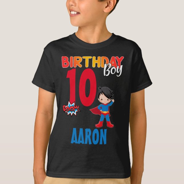 Superhero Birthday Boy Colorful Custom T-Shirt (Front)