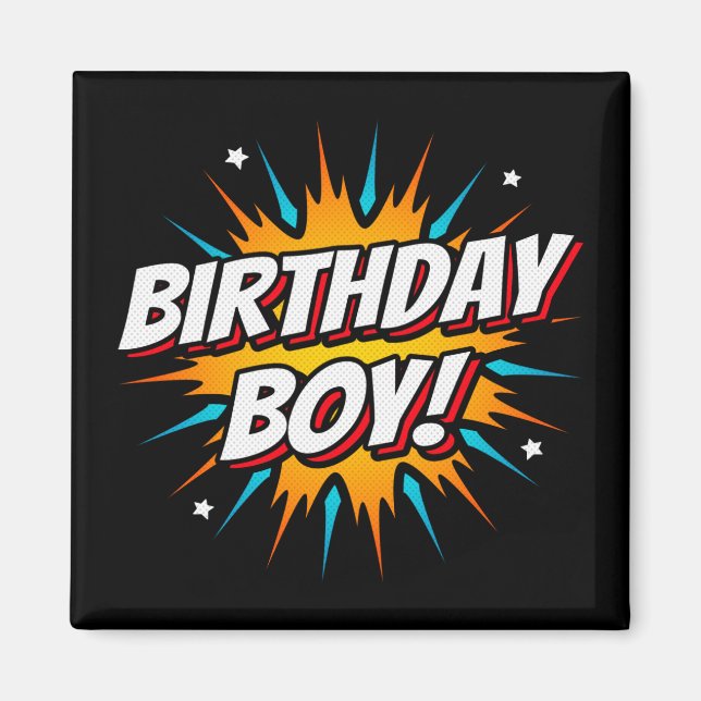 Superhero Birthday Boy Comics Fun Kids Comic Party Magnet (Front)