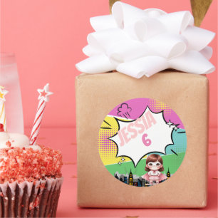 Superhero Birthday Classic Round Sticker