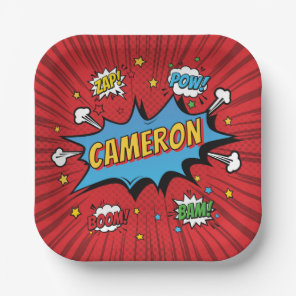 Superhero Birthday Comic Book Paper Plates