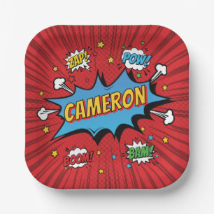 Superhero Birthday Comic Book Paper Plates