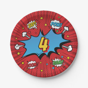 Superhero Birthday Comic Book Paper Plates